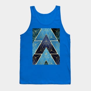 Geometric Excellence in Blue Tank Top